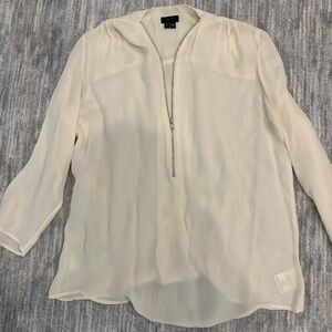 Theory Cream Zip-Front Blouse